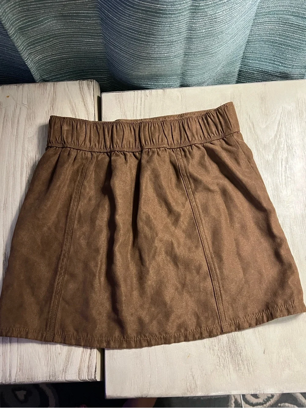 Abercrombie Kids Faux Suede Button Front Skirt Brown Girls 9/10